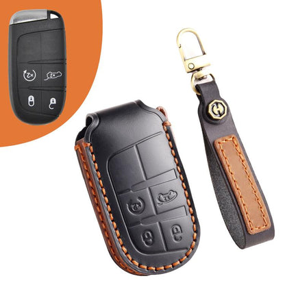Hallmo Car Genuine Leather Key Protective Cover for Jeep Compass 4-button, For Jeep Compass 4-button (Blue), For Jeep Compass 4-button (Brown), For Jeep Compass 4-button (Black)
