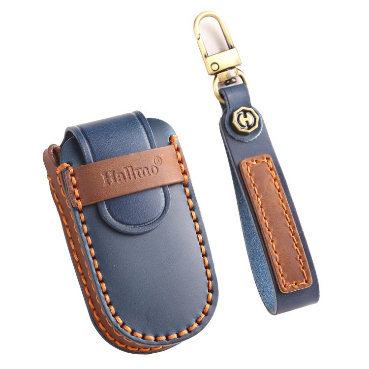 Hallmo Car Genuine Leather Key Protective Cover for Jeep Compass 4-button, For Jeep Compass 4-button (Blue), For Jeep Compass 4-button (Brown), For Jeep Compass 4-button (Black)