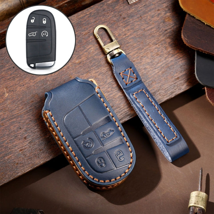 Hallmo Car Genuine Leather Key Protective Cover for Jeep Compass 4-button, For Jeep Compass 4-button (Brown), For Jeep Compass 4-button (Black), For Jeep Compass 4-button (Blue)