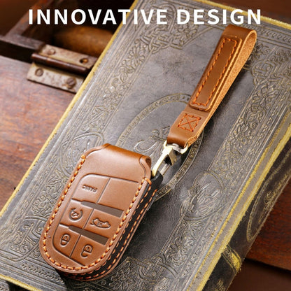 Hallmo Car Genuine Leather Key Protective Cover for Jeep Compass 4-button, For Jeep Compass 4-button (Brown), For Jeep Compass 4-button (Black), For Jeep Compass 4-button (Blue)