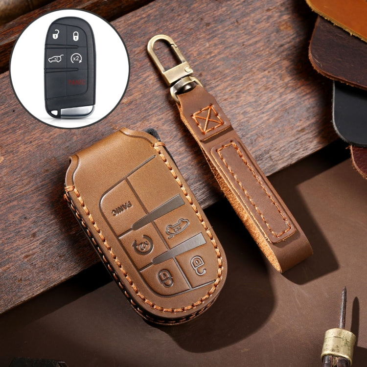 Hallmo Car Genuine Leather Key Protective Cover for Jeep Compass 5-button, For Jeep Compass 5-button (Black), For Jeep Compass 5-button (Blue), For Jeep Compass 5-button (Brown)