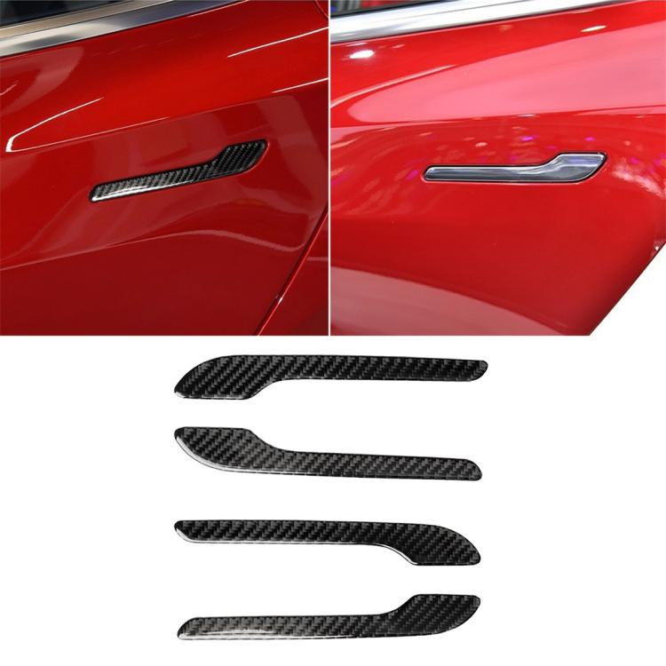 4 PCS Carbon Fiber Car Outside Handle Decorative Sticker for Tesla Model 3, Outside  Handle