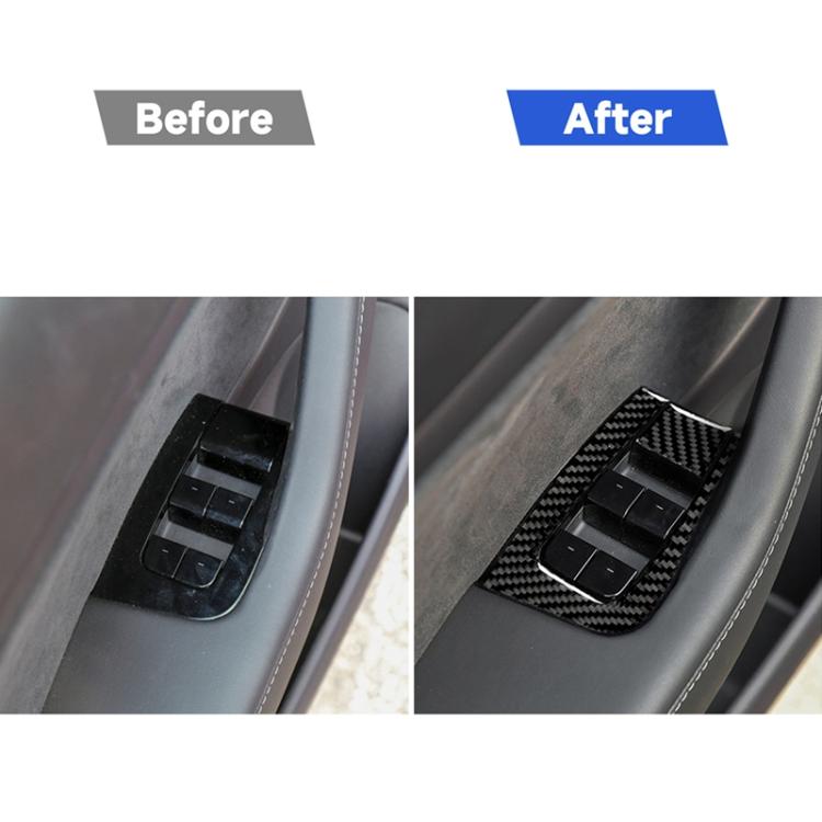 Carbon Fiber Car Window Button Decorative Sticker for Tesla Model 3, Suitable for Left Driving, Window Button