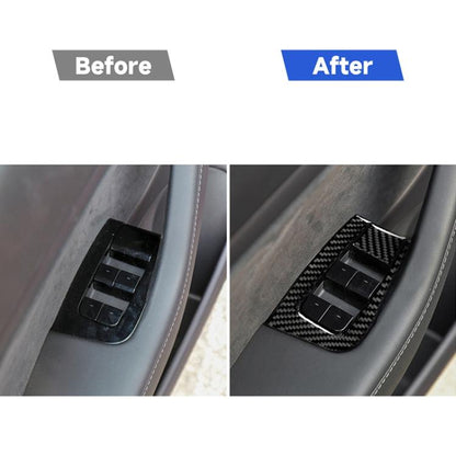 Carbon Fiber Car Window Button Decorative Sticker for Tesla Model 3, Suitable for Left Driving, Window Button