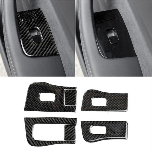 Carbon Fiber Car Window Button Decorative Sticker for Tesla Model 3, Suitable for Left Driving, Window Button