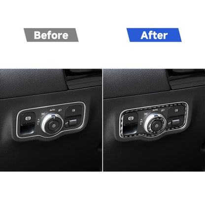 2 PCS / Set Carbon Fiber Car Headlight Switch Decorative Sticker for Mercedes-Benz B-Class 2019 / GLB 2020,Left and Right Drive Universal, Headlight Switch
