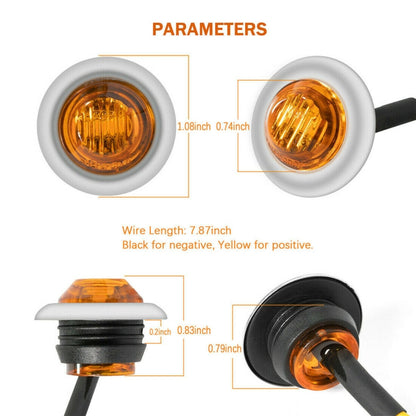 10 PCS MK-118 3/4 inch Metal Frame Car / Truck 3LEDs Side Marker Indicator Lights Bulb Lamp, MK-118 (Yellow Light), MK-118(Blue Light), MK-118(Green Light), MK-118(Red Light), MK-118(White Light)