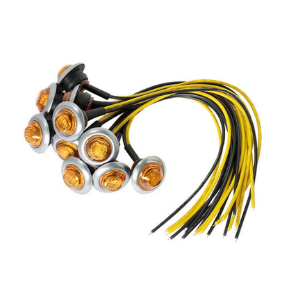 10 PCS MK-118 3/4 inch Metal Frame Car / Truck 3LEDs Side Marker Indicator Lights Bulb Lamp, MK-118 (Yellow Light), MK-118(Blue Light), MK-118(Green Light), MK-118(Red Light), MK-118(White Light)
