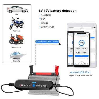 KONNWEI BK100 X431 BST360 Car Bluetooth Battery Tester, BK100 (Black), BK100