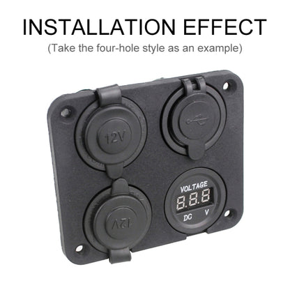 5 PCS 4-Hole Car Modified USB Charging Voltmeter Cigarette Lighter Panel, 4-Hole
