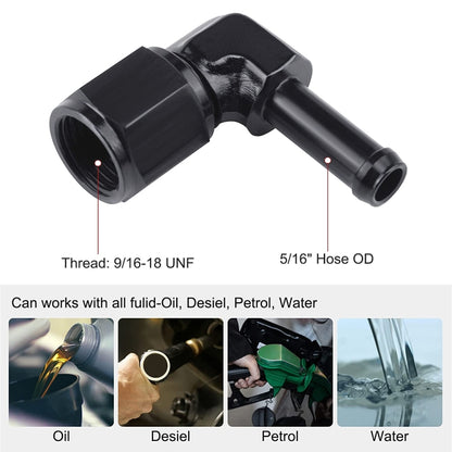 Car 90 Degree Quick Connect Female AN6-5/16 Swivel Barb Fitting Adapter, AN6-5/16
