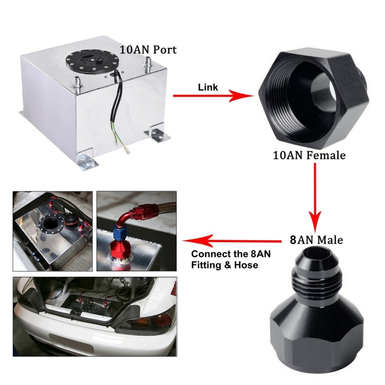 AN10 to AN8 Male and Female Connector Conversion Screw Oil Cooler Conversion Reducer Adapter, AN10 to AN8 (Black), AN10 to AN8 (Red)