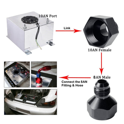 AN10 to AN8 Male and Female Connector Conversion Screw Oil Cooler Conversion Reducer Adapter, AN10 to AN8 (Black), AN10 to AN8 (Red)