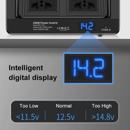 DC12V 200W AC110V Car Smart Multi-functional Digital Display Inverter, US Plug, US Plug