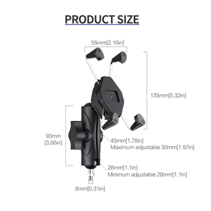 ZH-1558C1 Motorcycle M8 Ball Joint X-shape Aluminum Alloy Phone Holder, ZH-1558C1