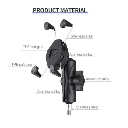 ZH-1558D1 Motorcycle M10 Ball Joint X-shape Aluminum Alloy Phone Holder, ZH-1558D1