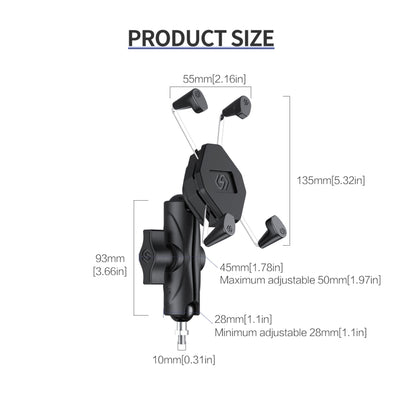 ZH-1558D1 Motorcycle M10 Ball Joint X-shape Aluminum Alloy Phone Holder, ZH-1558D1