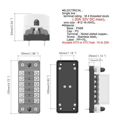 CS-979A1 FB1903 1 In 1 Out 6 Ways No Distinction Positive Negative Fuse Box without Fuse for Auto Car Truck Boat, CS-979A1