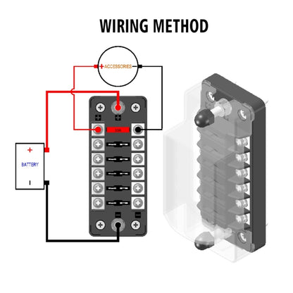 ZH-978A1 FB1901 1 In 6 Out 6 Ways Independent Positive Negative Fuse Box with 12 Fuses for Auto Car Truck Boat, ZH-978A1