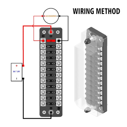 ZH-978A2 FB1902 1 In 12 Out 12 Ways Independent Positive Negative Fuse Box with 24 Fuses for Auto Car Truck Boat, ZH-978A2
