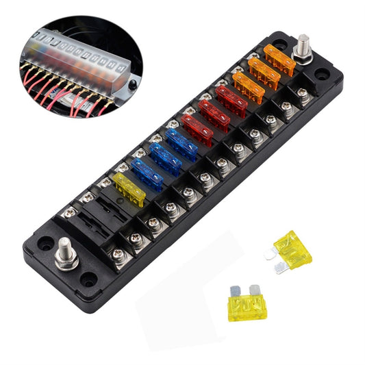 FB1904 1 In 1 Out 12 Ways Positive Negative Fuse Box with 24 Fuses for Auto Car Truck Boat, ZH-979A2