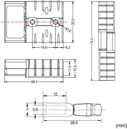 CP-0242-01 50A 600V AC/DC Towing Winch Quick Connect Systems Wire Harness Plug, CP-0242-01