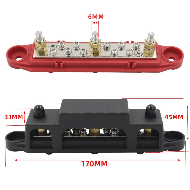 1 Pair 48V 150A M6 Power Distribution Terminal Block Battery Bus Bar Set with Terminal Block, M6 with Terminal Block