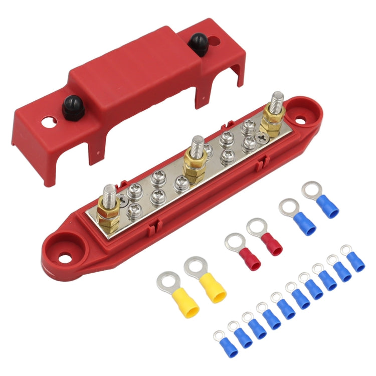1 Pair 48V 150A M6 Power Distribution Terminal Block Battery Bus Bar Set with Terminal Block, M6 with Terminal Block