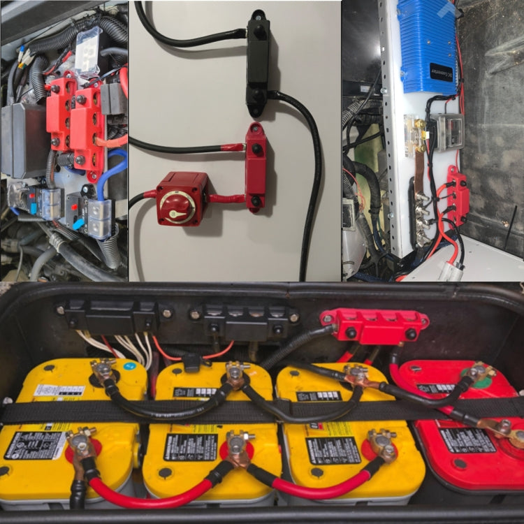 1 Pair 48V 150A M6 Power Distribution Terminal Block Battery Bus Bar Set with Terminal Block, M6 with Terminal Block