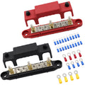 1 Pair 48V 150A M6 Power Distribution Terminal Block Battery Bus Bar Set with Terminal Block, M6 with Terminal Block