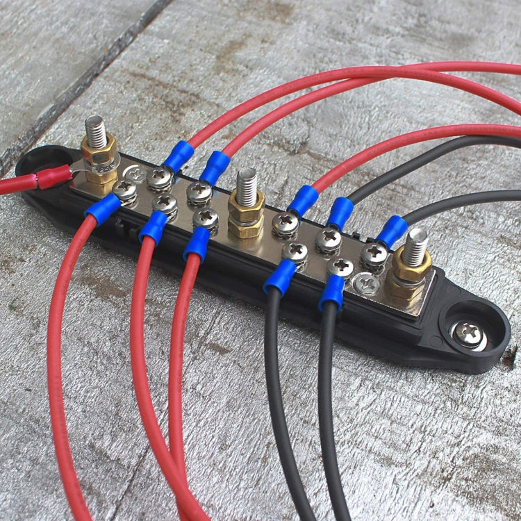 1 Pair 48V 150A M6 Power Distribution Terminal Block Battery Bus Bar Set, M6