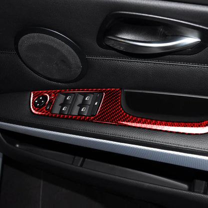 5 PCS Set For BMW 3 Series E90 Carbon Fiber Car Right Drive Window Lift Panel Decorative Sticker, Diameter: 35.8cm, Car Right Drive Window Lift Panel