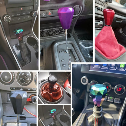 Universal Car Diamond Shape Metal Gear Shift Knob, Black, Blue, Purple, Red