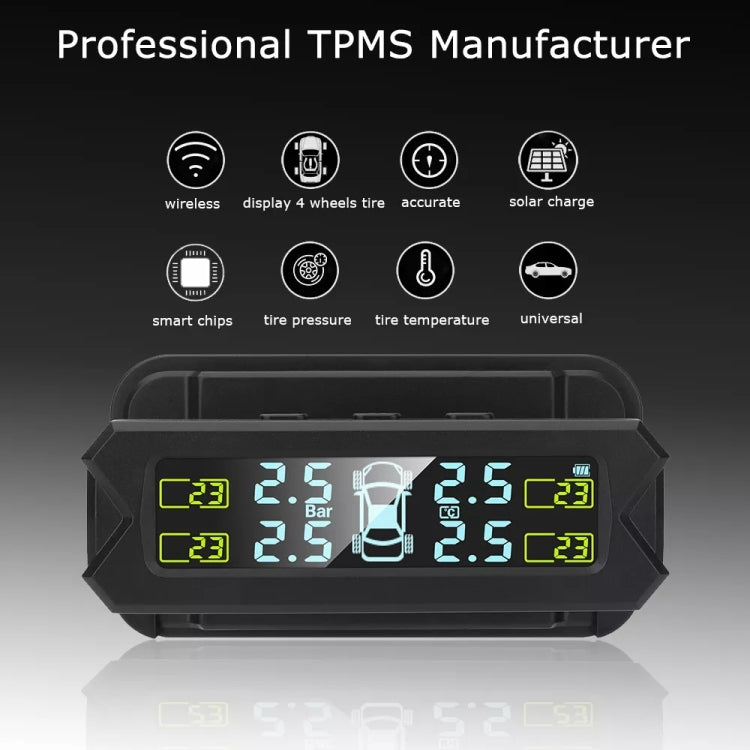 Car High Precision Solar Charging Tire Pressure Monitoring System TPMS, External Beep Sensor, External Beep Sensor