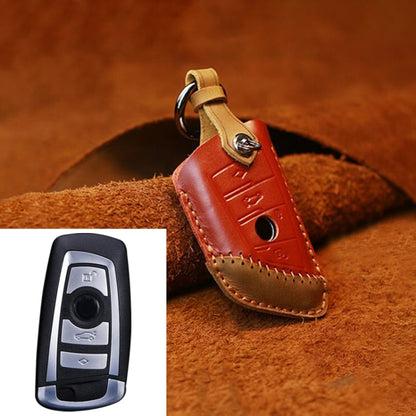 For BMW Blade Style Car Cowhide Leather Key Protective Cover Key Case, Three Keys Version, For BMW, Three Keys Version