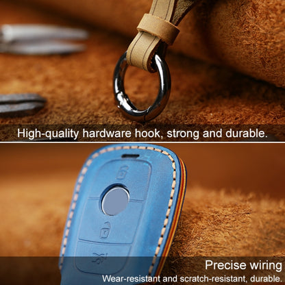 For Mercedes-Benz Colorful Edge Style Car Cowhide Leather Key Protective Cover Key Case, For Mercedes-Benz