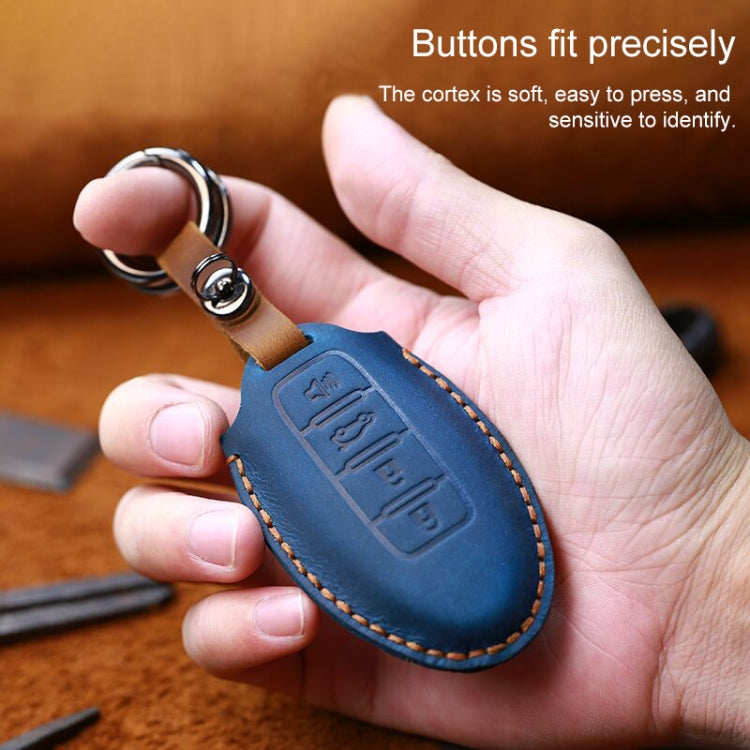 For Nissan Car Cowhide Leather Key Protective Cover Key Case, Three Keys Horizontal Line Version, For Nissan, Three Keys Horizontal Line Version