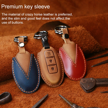 For Nissan Car Cowhide Leather Key Protective Cover Key Case, Three Keys Horizontal Line Version, For Nissan, Three Keys Horizontal Line Version