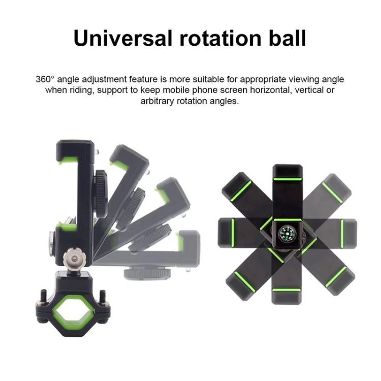 Bicycle / Motorcycle Anti-theft Anti-take Off Mobile Phone Holder with Light, with Light (Black), with Light (Green)