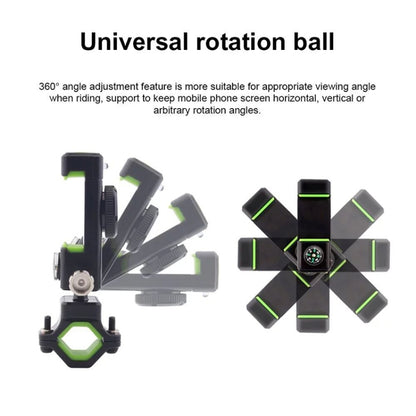 Bicycle / Motorcycle Anti-theft Anti-take Off Mobile Phone Holder with Light, with Light (Black), with Light (Green)