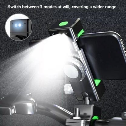 Bicycle / Motorcycle Anti-theft Anti-take Off Mobile Phone Holder with Light, with Light (Black), with Light (Green)