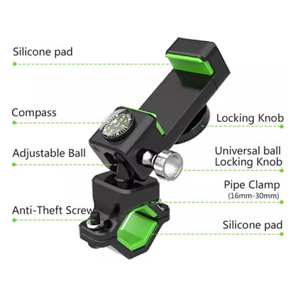 Bicycle / Motorcycle Anti-theft Anti-take Off Mobile Phone Holder without Light, without Light (Black), without Light (Green)