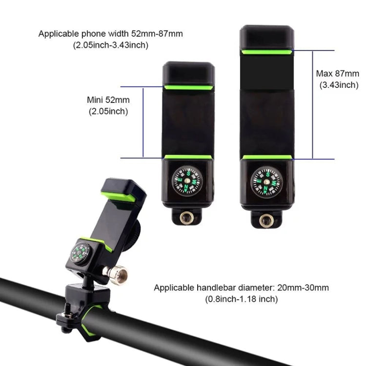 Bicycle / Motorcycle Anti-theft Anti-take Off Mobile Phone Holder without Light, without Light (Black), without Light (Green)