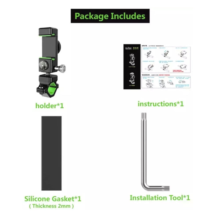 Bicycle / Motorcycle Anti-theft Anti-take Off Mobile Phone Holder without Light, without Light (Black), without Light (Green)