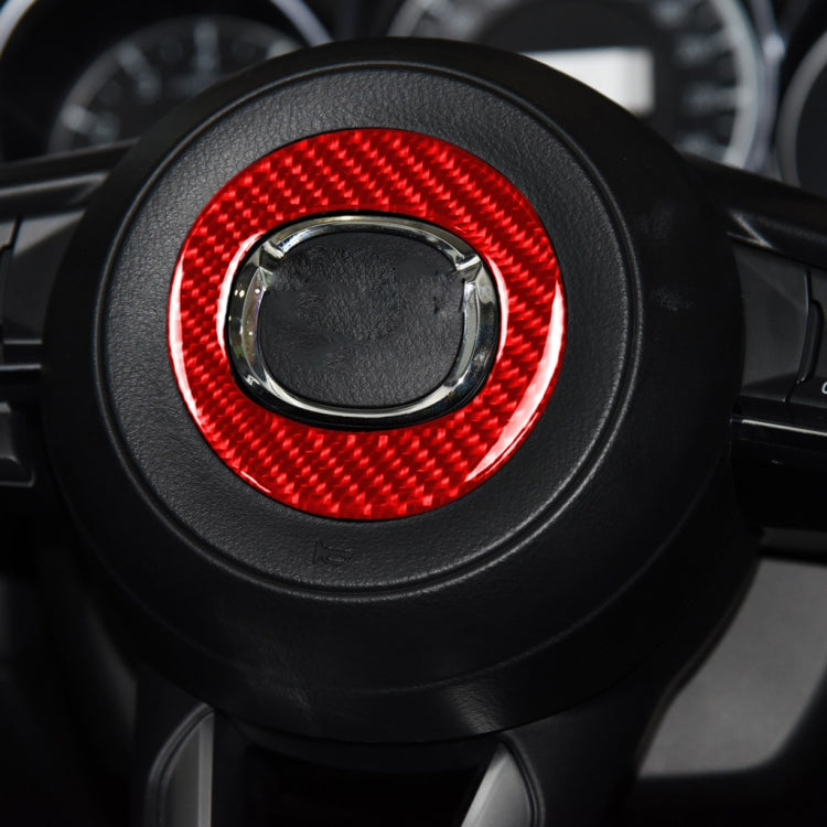 Car Carbon Fiber Steering Wheel Decorative Sticker for Mazda CX-5 2017-2018, Left and Right Drive, Steering Wheel