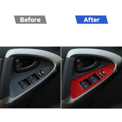 Car Carbon Fiber Window Glass Lift Panel Decorative Sticker for Toyota RAV4 2006-2013, Left Drive, Window Glass Lift Panel, Left Drive