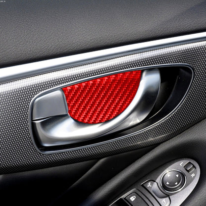 Car Carbon Fiber Inside Door Bowl Decorative Sticker for Infiniti Q50 2014-2020, Left and Right Drive, Inside Door Bowl