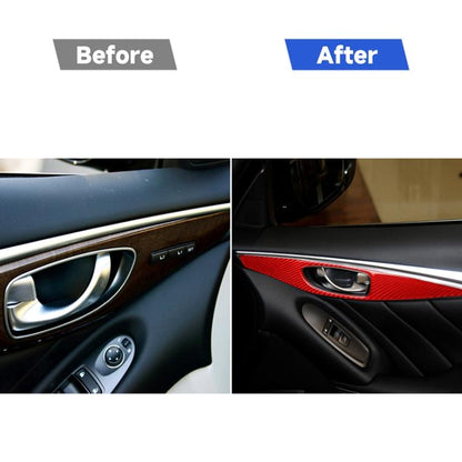 Car Carbon Fiber A Style Door Handle Panel Decorative Sticker for Infiniti Q50 2014-2020, Left and Right Drive, A Style Door Handle Panel