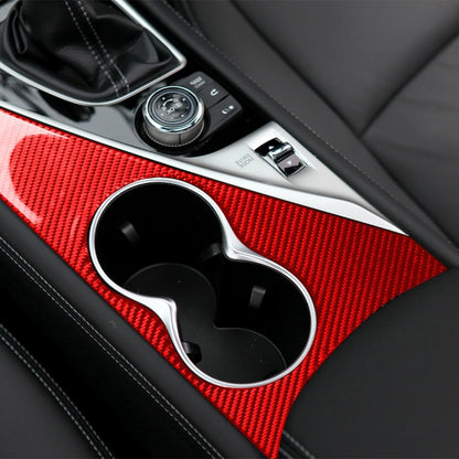 Car Carbon Fiber Water Cup Holder Panel Decorative Sticker for Infiniti Q50 2014-2020, Right Drive, Water Cup Holder Panel, Right Drive