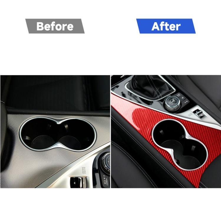 Car Carbon Fiber Water Cup Holder Panel Decorative Sticker for Infiniti Q50 2014-2020, Right Drive, Water Cup Holder Panel, Right Drive